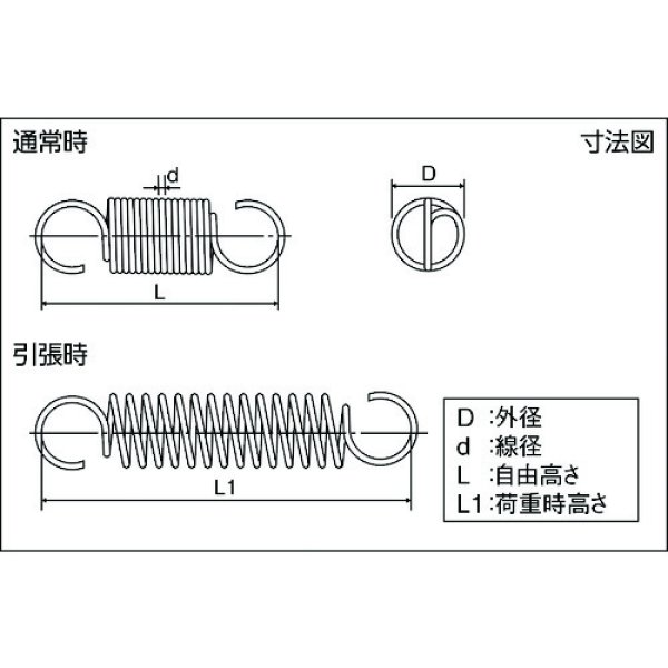 画像2: TRUSCO TESS-77201 引張ばね ステンレス D8xd0.65XL41.1(10個入り) [125-7475] (2)