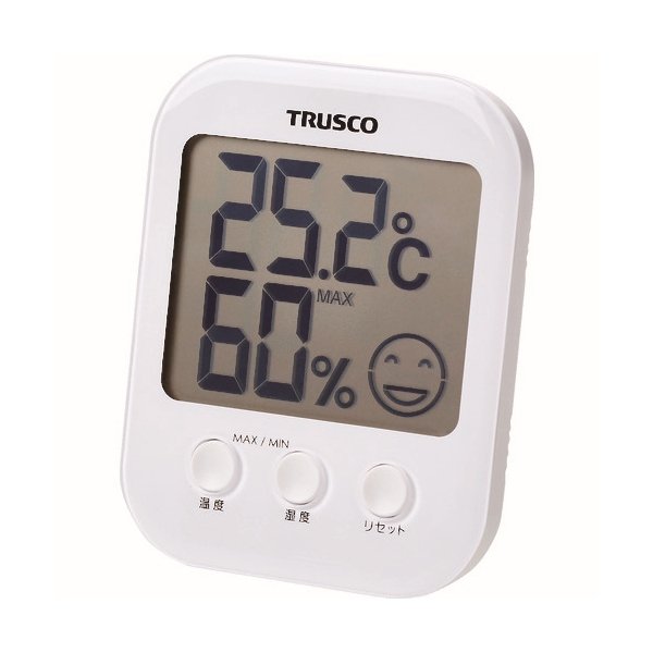 画像1: TRUSCO TDTM-001 熱中症・インフルエンザ危険度オ知ラセ付デジタル温湿度計 [160-6371] (1)