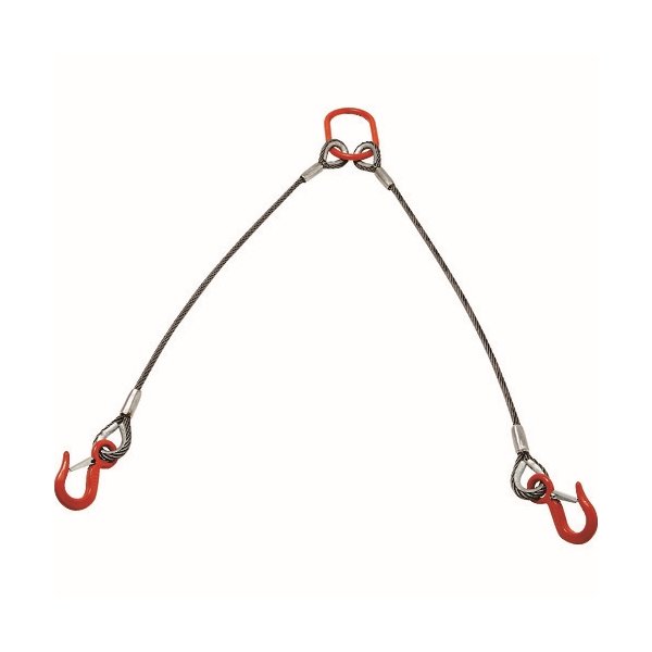 TRUSCO 2本吊り玉掛けワイヤロープスリング アルミロックスリング フック付き 12mmX2m TWEL-2P-12S2 トラスコ中山(株) - 2