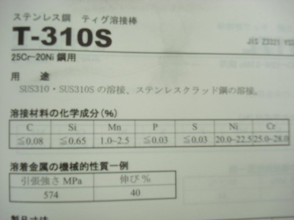 画像1: トクデン・ステンレスTIG溶接棒 5kg T-310S　2.0mm (1)