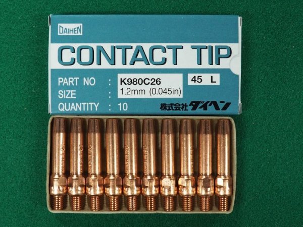 画像2: ダイヘン純正 CO2/MAG用 Aチップ 45mm 10個入 ブルートーチ用標準K980C23-28・K980C73-74 (2)