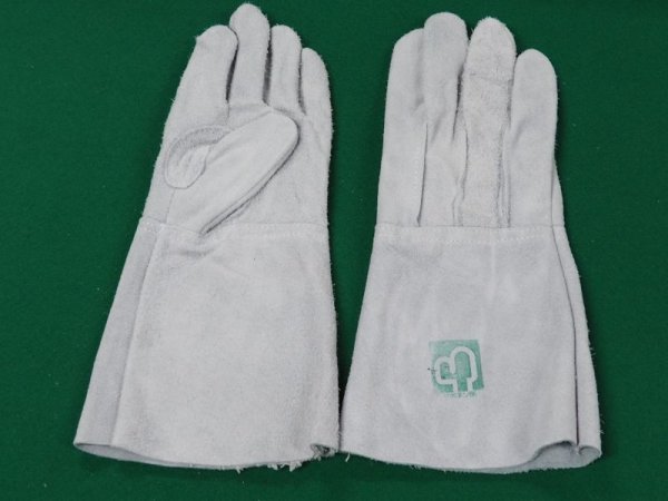 画像2: 国産牛床革溶接用５本指 サボテングローブ (2)