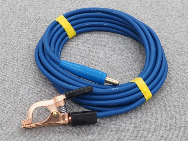 画像2: 青色・ゴムカバー付アースクリップ線・JA300オスジョィント付 (2)