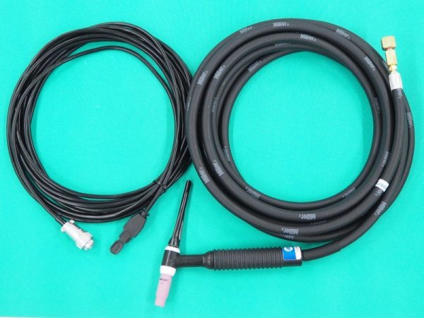 画像1: 日立用 200A-8M 空冷TIGトーチセット(NA-21A相当品) ウェルドクラフト製WP-26-25R(7.6m）+日立ニュ-デジタルポシェット200A-NPD/NPDX (1)