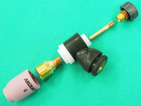 画像2: ウェルドクラフト先端部品5点セット  ヘッド=125A用 9-70度  2.4mm用 空冷フレキシブルガスレンズGLトーチ用 (2)