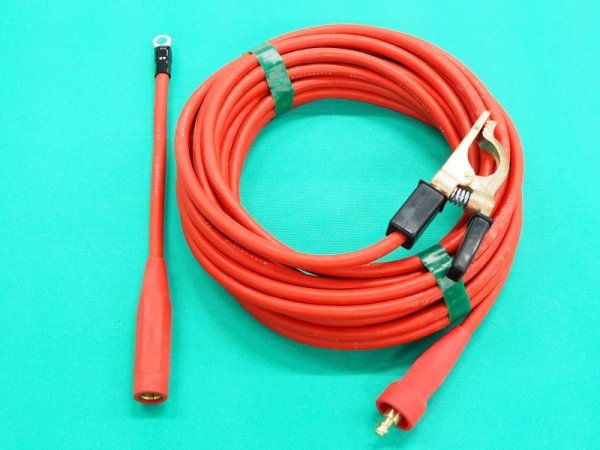 画像3: ねじ込メスジョィント付カラー溶接ケーブルセット 黄色ホルダー5M 赤色アース5M (3)