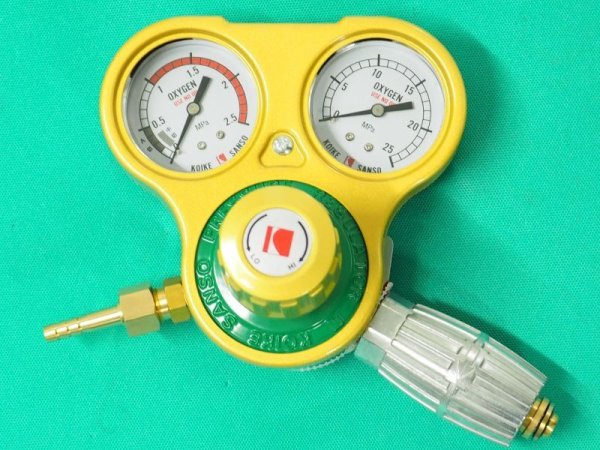 画像1: 酸素調整器 セフティゴールド-V てじめくん ゲージプロテクター付(関東式) SG-V-H1G 小池酸素工業 (1)