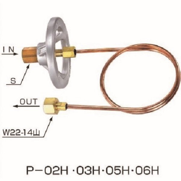 画像1: ボンベ-集合装置連結管 (銅管) P-02HC 逆止弁付ハンドル式 ヤマト産業 (1)
