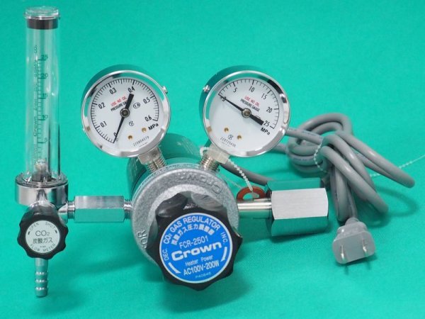 画像1: 炭酸ガス用流量計付ヒータ内蔵圧力調整器 FCR-2501 ユタカ (1)