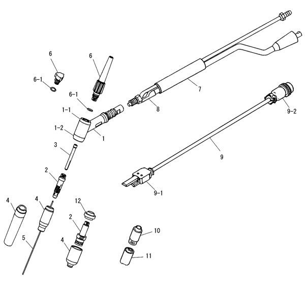 画像2: ダイヘン 旧ダイデン TIG TAC 160P用 TIGトーチ 8m HDT-160A-08 (2)