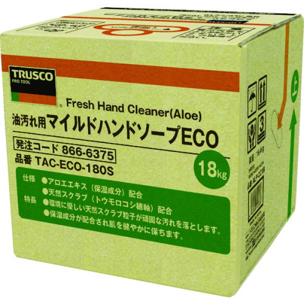 画像1: TRUSCO マイルドハンドソープ ECO 18L詰替 バッグインボックス TAC-ECO-180S [866-6375]  (1)
