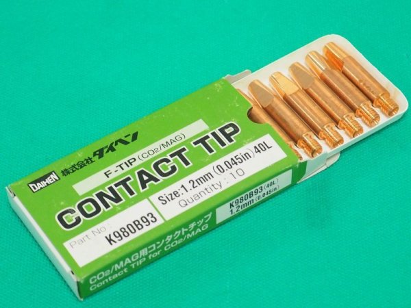 画像2: ダイヘン純正CO2/MAG/MIGチップ K980B93ー Fチップ(1.2mm-40L) 10本/箱 在庫なくなり次第終了 残り1箱 (2)