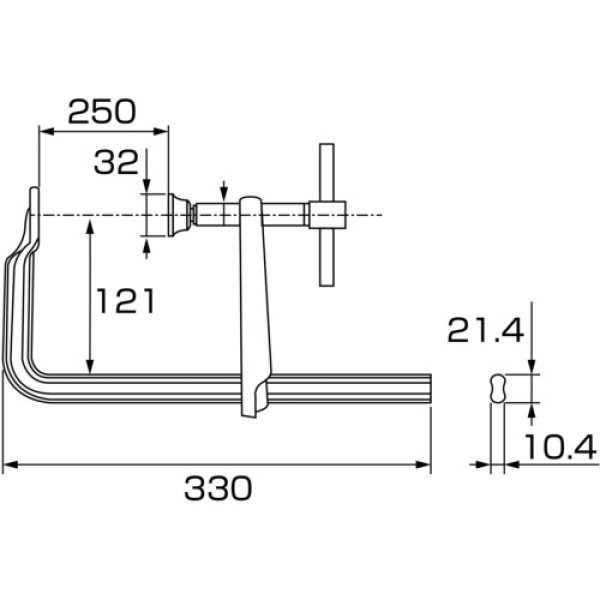 画像2: エビ L型クランプ エビ万力 バーハンドル標準型  250mmｘ121mm BM2512A [125-8973] (2)