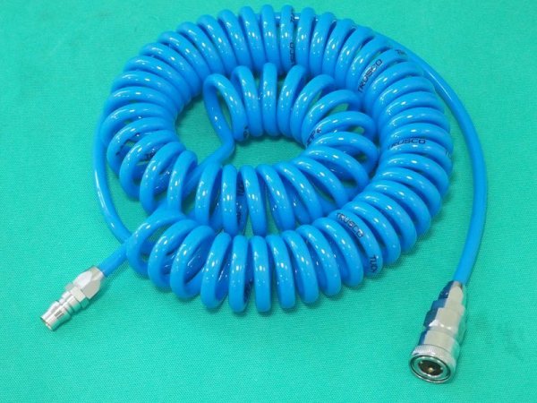 画像1: TRUSCO αウレタンコイルホースブルー カップリング付 6m TUCH-7B [336-2809] (1)