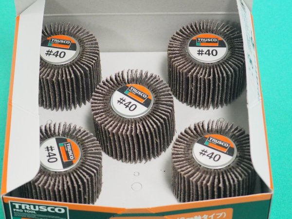 画像4: TRUSCO フラップホイール 外径50X幅30X軸径6 (5個入) #40 UF5030(40) [114-7129]  (4)