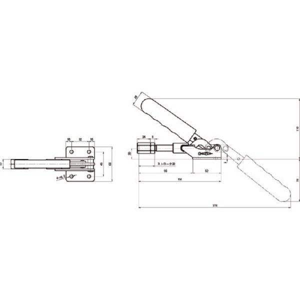 画像3: 横押し型トグルクランプ 全長：278mm 締付力：2kN TPA50F [409-4450] スーパーツール (3)