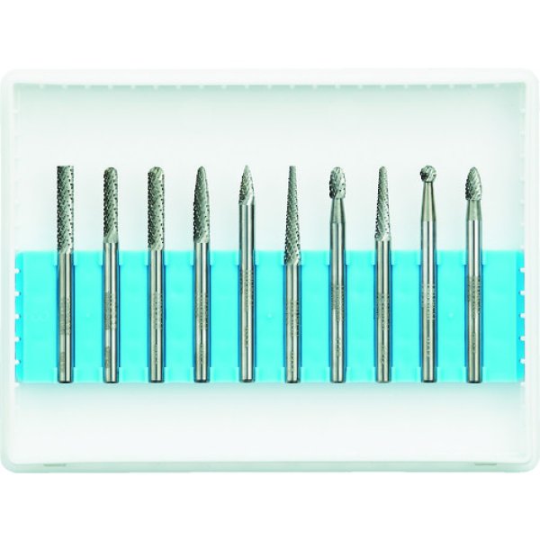 画像1: TRUSCO 超硬バーセットAシリーズ 軸3mm 刃径3mm 10本セット TB-A030-10S [436-5569] (1)