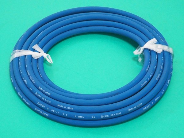 画像1: 溶断溶接用ゴムホース 酸素ホース 8.0mm 10m (1)