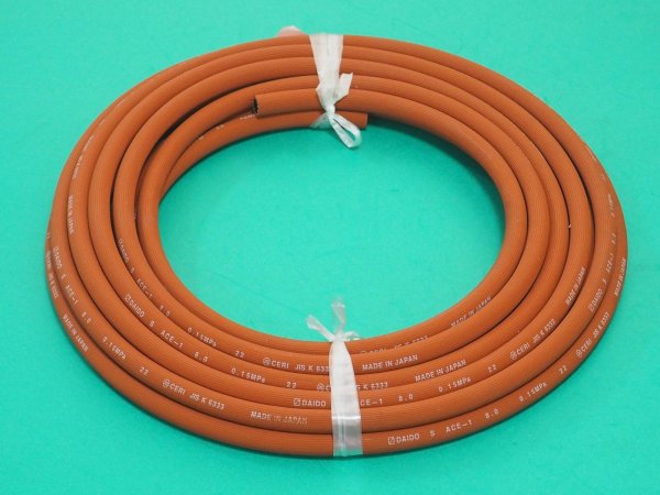画像1: 溶断溶接用ゴムホース アセチレンホース 8.0mm 10m 　 (1)