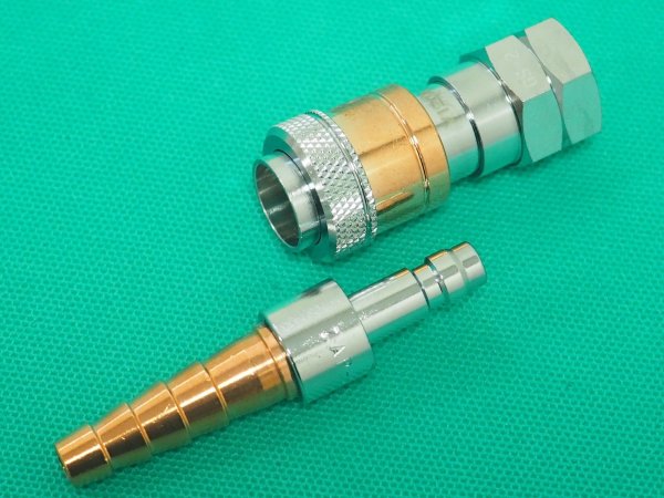 画像1: アポロコック 可燃性ガス用ゲージ直結用ソケット/プラグ セット ZGSP-2(逆流防止弁タイプ)  小池酸素工業 (1)