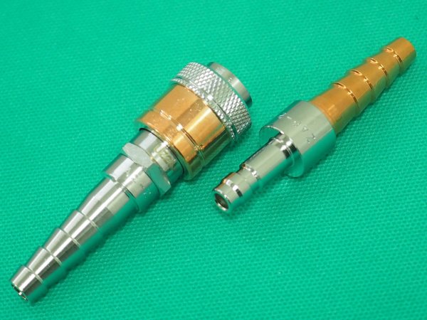 画像1: アポロコック 可燃性ガス用ホース中間用ソケット/プラグセット ZASP-2 （逆流防止弁タイプ） 小池酸素工業 (1)