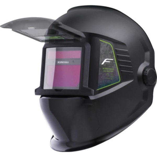 画像4: ラピッドグラス ブラックプレミアムシリーズ 自動遮光溶接面 フリップアップモデル ISK-RGTP2F 通常時:#2.0/遮光後:#4-8・#9-13 育良精機 (4)