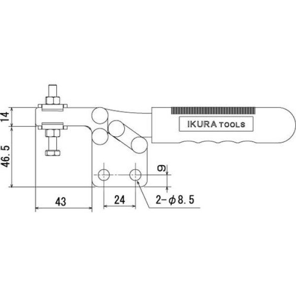 画像2: 下方押え型トグルクランプ 水平ハンドル ISK-38C小0 (31204) 育良精機　 (2)