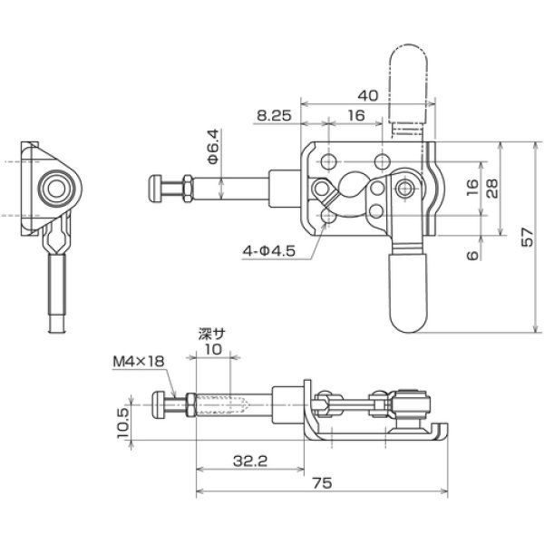画像2: 横押し型トグルクランプ ISK-SL50L0 (31416) 育良精機　 (2)