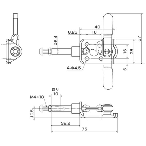 画像2: 横押し型トグルクランプ ISK-SL50R0 (31415) 育良精機　 (2)