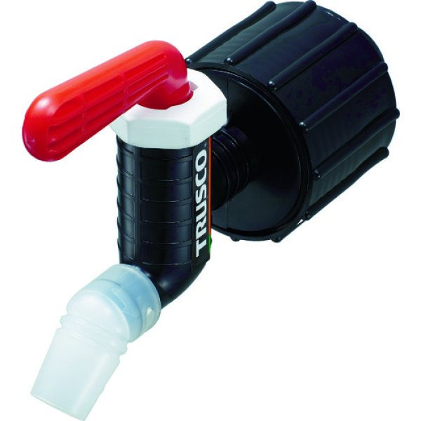 画像1: TRUSCO 樹脂製給油コック キューちゃん 口径50 フッ素ゴム 赤 QC-50-FKM-R [855-7800] (1)