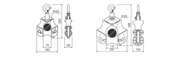 画像4: 多目的金車 IS-3W65 (10126) ケーブル延線用三面金車 育良精機 (4)