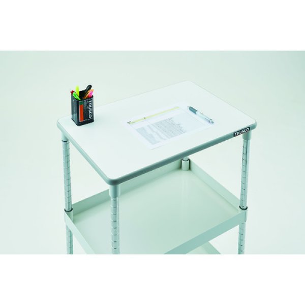 画像7: TRUSCO ツールワゴン フェニックスワゴン 省音 600Ｘ400ＸH880 ２段 天板付 ホワイト PEW-962T-W [488-3926] (7)