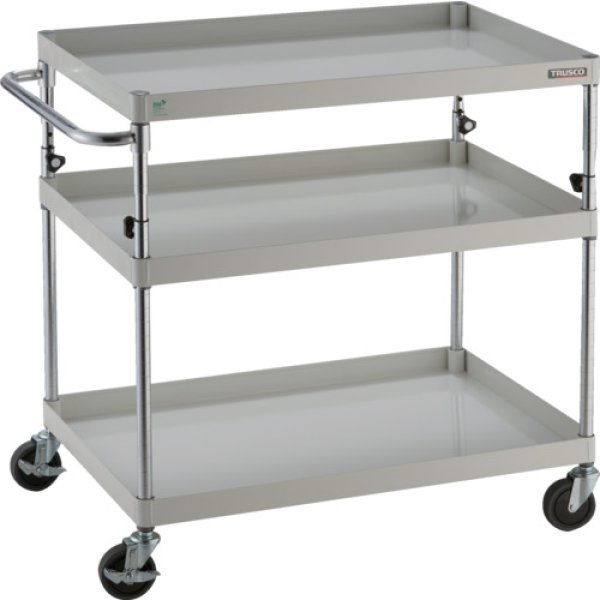 画像1: TRUSCO ツールワゴン フェニックスワゴン 省音 900Ｘ600ＸH880〜1130 3段 ホワイト PEW-A993-W [819-5152] (1)