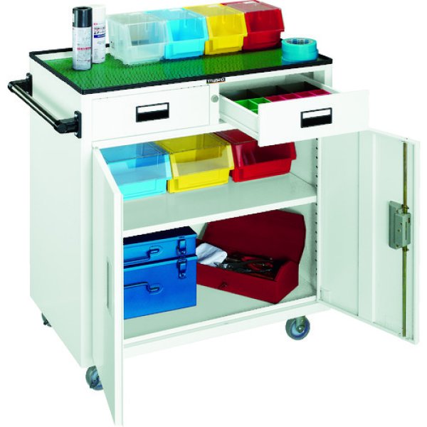 画像4: TRUSCO ツールワゴン 800Ｘ500ＸH880 引出・扉付 ヤンググリーン NTS-504N-NG [440-8438] (4)