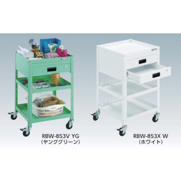 画像5: TRUSCO ツールワゴン ラビットワゴン 500Ｘ500 ゴム車輪 ホワイト RBW-652-W [366-3205] (5)