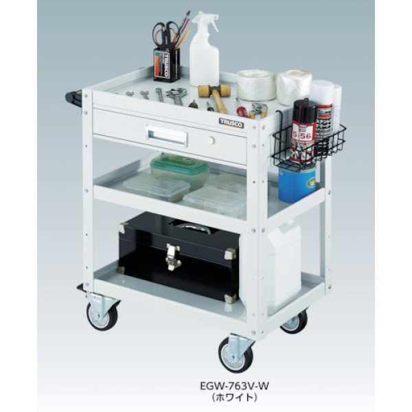 画像3: TRUSCO ツールワゴン イーグルワゴン 750Ｘ500ＸH740 3段 ヤンググリーン EGW-773-YG [474-9201] (3)