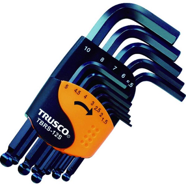 画像1: TRUSCO ボールポイント六角棒レンチセット ショートタイプ 12本組 TBRS-12S [389-6005] (1)