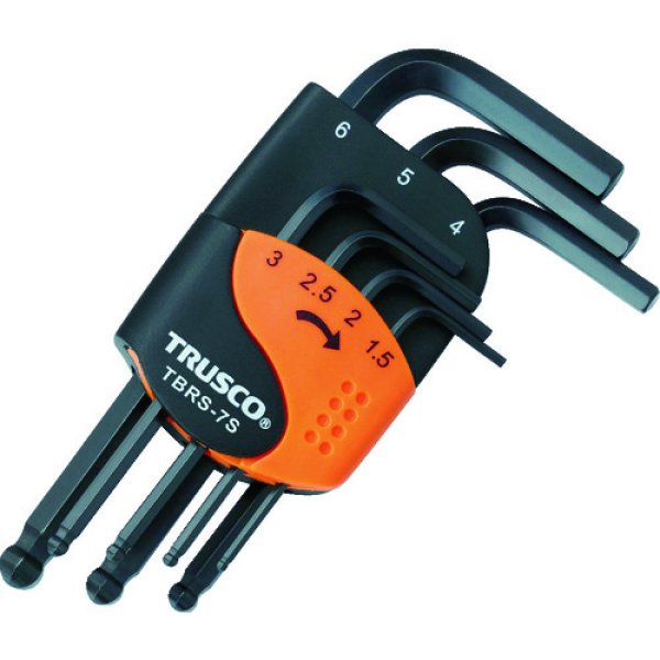 画像1: TRUSCO ボールポイント六角棒レンチセット ショートタイプ 7本組 TBRS-7S [103-8234] (1)