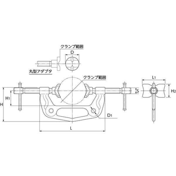 画像4: スーパー 溶接用マルチクランプ クランプWMC4 範囲：Ｖ型アダプタφ42.7〜φ114.3、丸型アダプタ0〜115 [818-7173] (4)