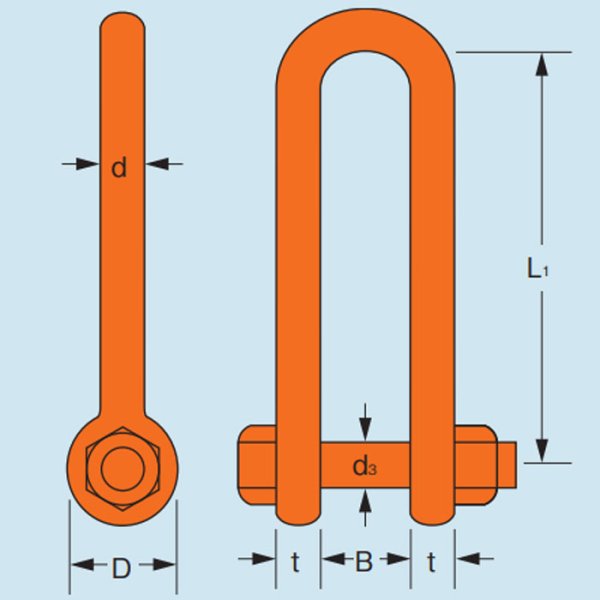 画像2: 強力長シャックル (25×250) TSL-8t（ボルト・ナットタイプ） 1013943 大洋製器工業 (2)