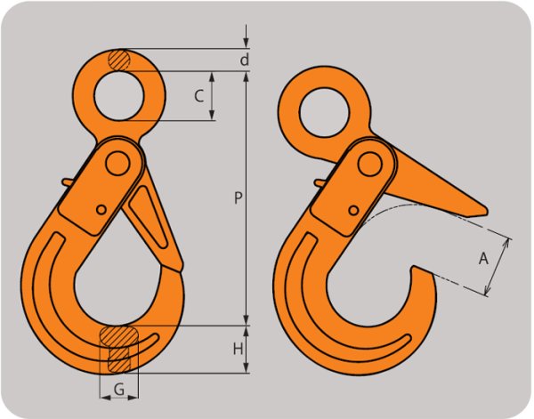 画像2: セルフロッキングフック(固定)PG 1.2t PLHK-1.2 3012699 大洋製器工業 (2)