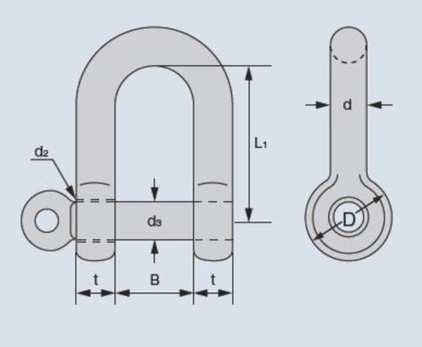 画像2: TAIYO SUS捻込シャックル  鍛造製 ツバ無 22mm SUSNGS-22（1012076）大洋製器 (2)