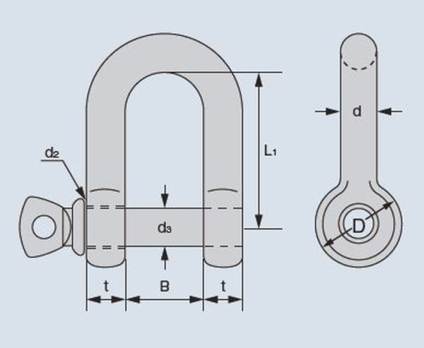 画像2: TAIYO SUS捻込シャックル  鍛造製 ツバ付 5mm SUSNGST-5（3007323）大洋製器 (2)
