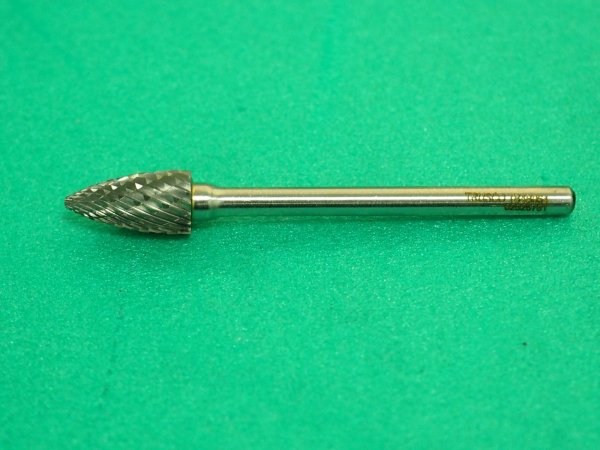 画像2: TRUSCO 超硬バー トンガリ型 φ6.4Ｘ刃長13Ｘ軸3 ダブルカット TB4B064 [344-7430] (2)