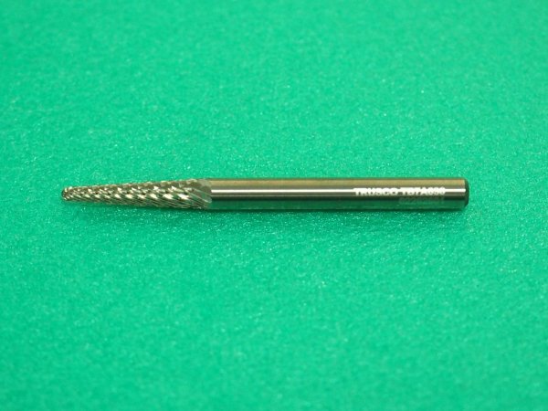 画像2: TRUSCO 超硬バー テーパー φ3(8°)Ｘ刃長12.7Ｘ軸3 ダブルカット TB7A030 [344-7561] (2)