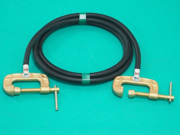 画像2: 両端 万力型アースクリップ(EB300) ケーブル WCT 38 黒 3m (2)