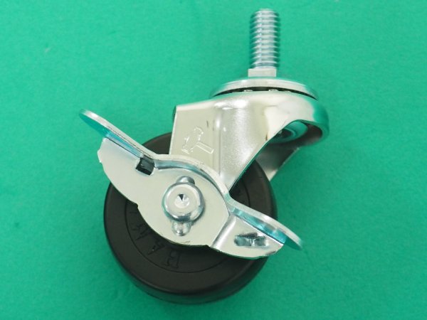 画像1: ハンマー ねじ込み旋回式ゴム車輪 50mm W3/8 ストッパー付 415A-20R50 [814-0434]  (1)