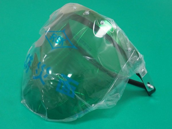 画像2: 防災面 ヘルメット装着用 350A-X LG シングル 球面型 X金具 理研化学 (2)