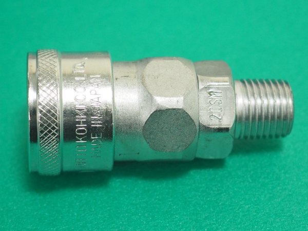 画像1: ハイカプラ 鋼鉄製 ニトリルゴムNBR(SG) (めねじ取付用ソケット) 相手側Rc1/4インチ 耐圧力2.0Mpa 20SM STEEL NBR (00302) 日東工器 (1)