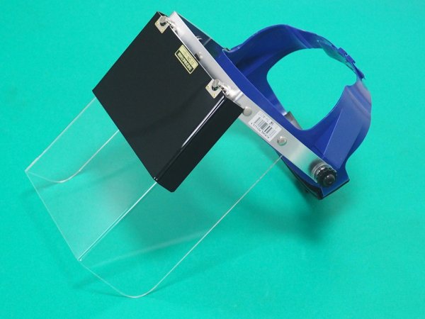 画像1: 溶接/遮光/防災面 直接装着用防災面 本体：透明/前面：No.10 203W-HG 透明/10 角型 理研化学 (1)